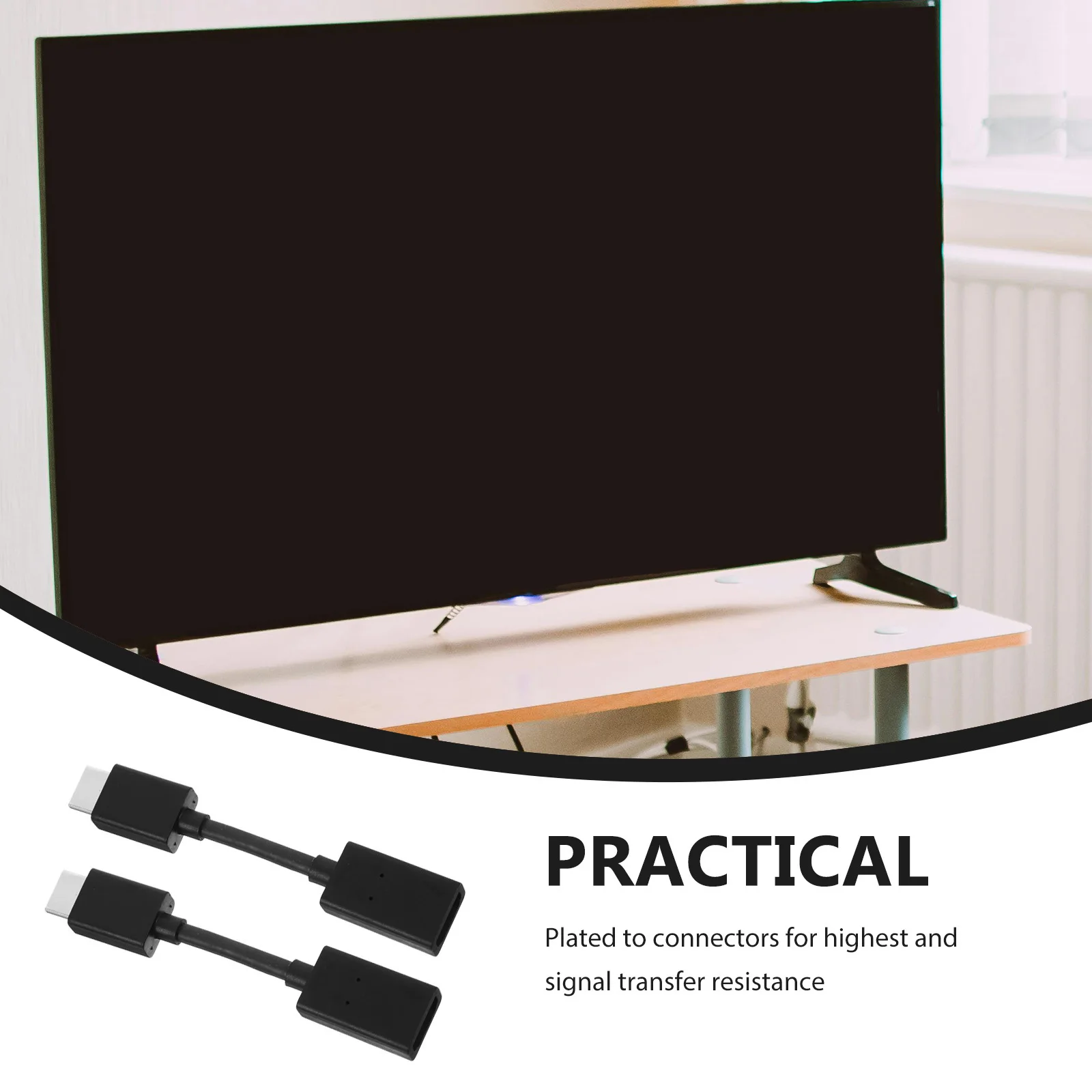 

2Pcs Extension Cable Mini Male to Female Gold Plated 4K 1080p Hd Adapter Cord for Laptop Projector Black