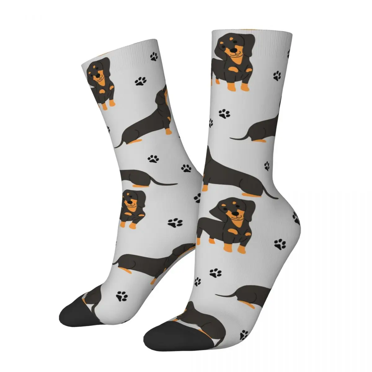 

Носки с рисунком собаки таксы и собачьих лап, супер мягкие чулки в стиле Харадзюку, всесезонные длинные носки, аксессуары, унисекс, рождественские подарки