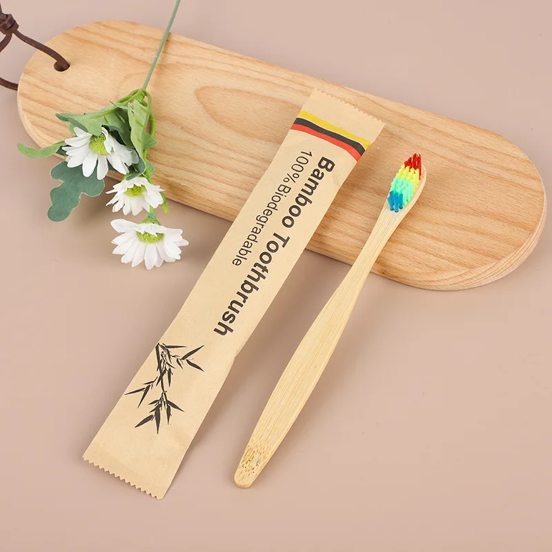 100Pcs Bamboo Toothbrushes Eco Friendly Resuable Toothbrush Adult Wooden Soft Tooth Brush Customized Laser Engraving Logo