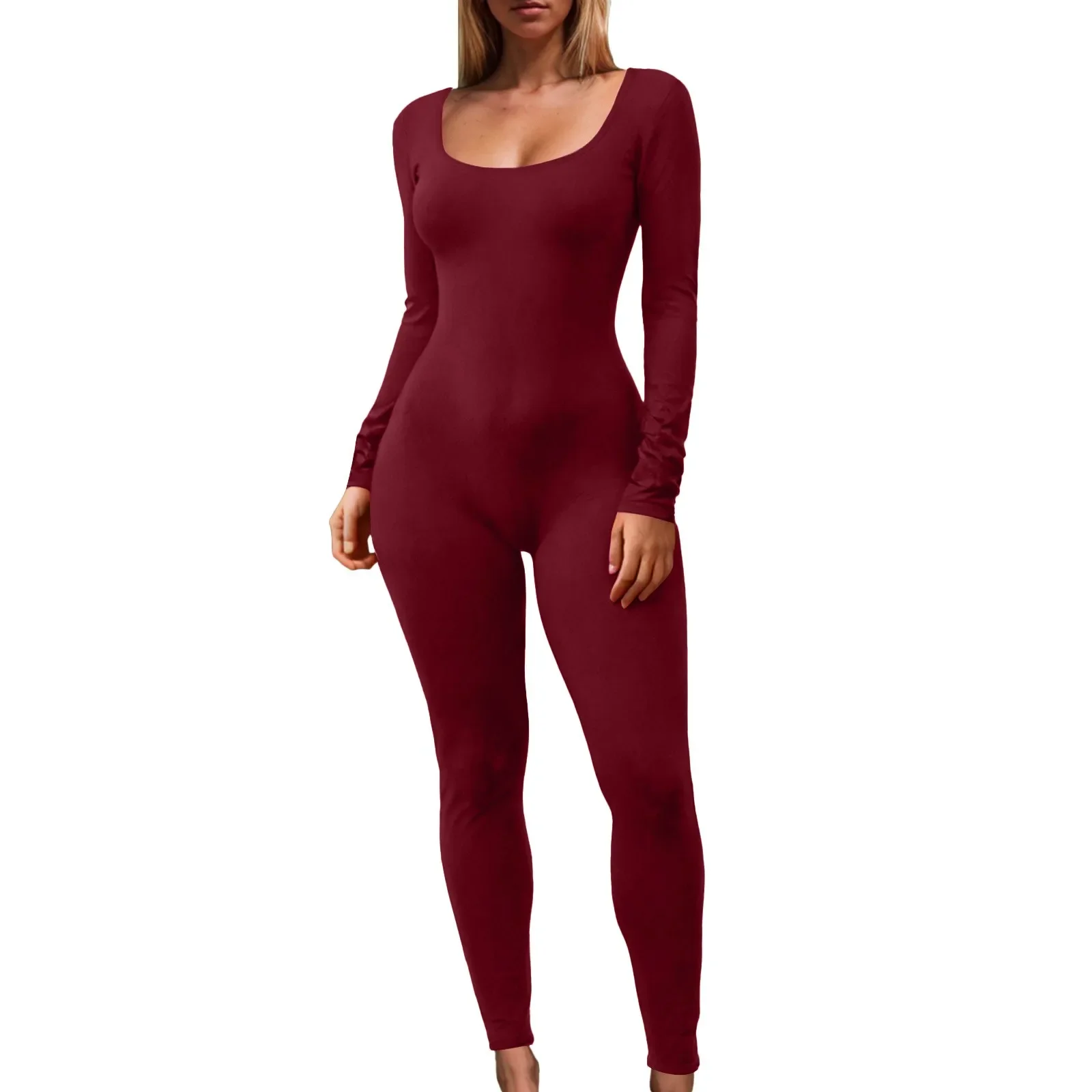 Tute autunnali solide per le donne Moda Shapewear Body Tute da yoga Allenamento Tuta sportiva a maniche lunghe a costine