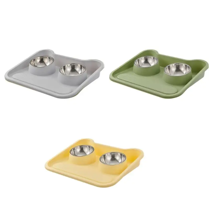 

Q6PE Feedind Double Bowls for Pet Feeding Raised Bowl Container for Small Puppy