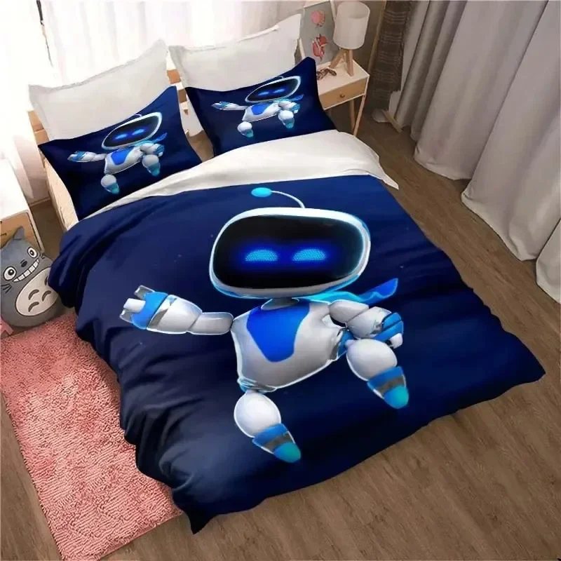 ASTRO BOT Cute Cartoon Bedding Set Duvet Set Single Double Bed King Size Bed Set Adult boys Bedroom Duvet Cover Pillow Case