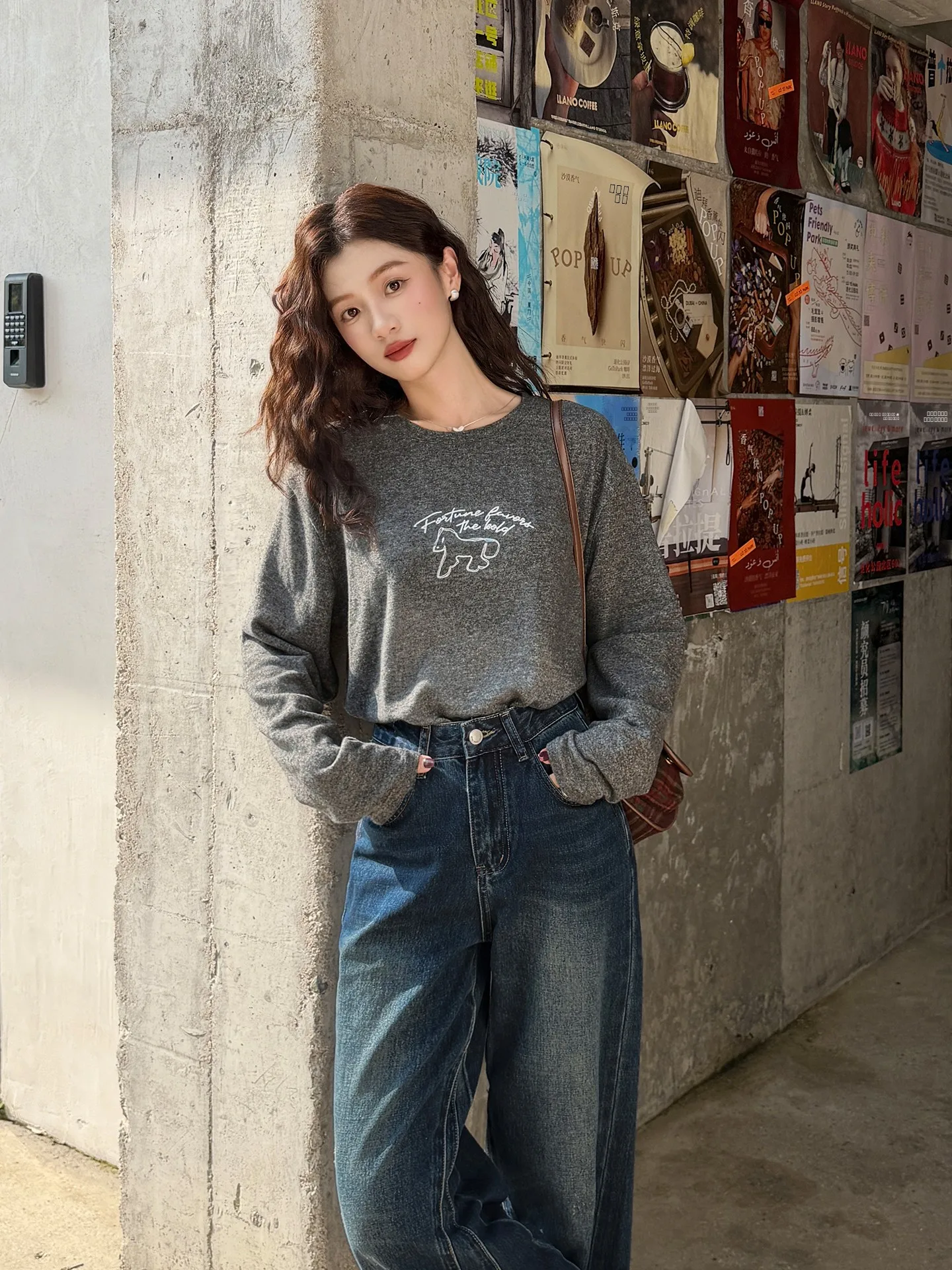 

Футболка с длинным рукавом и круглым вырезом, свободного кроя, универсальная, для повседневной носки, прогулок и путешествий