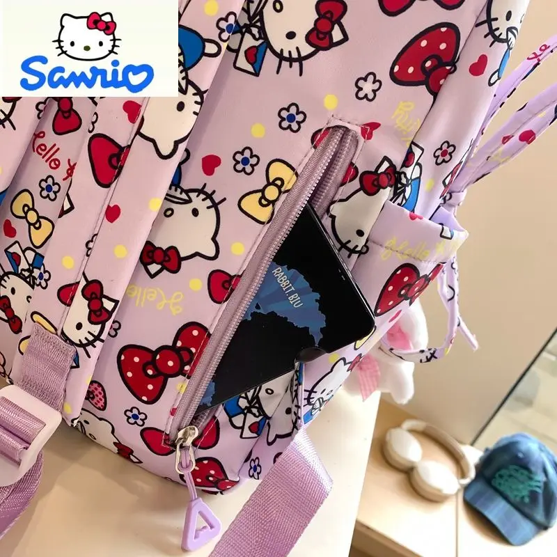 Sanrio High Quality Large Capacity Cartoon Hello Kitty Bow Backpack for Students, Lightweight and Load Reducing Backpack