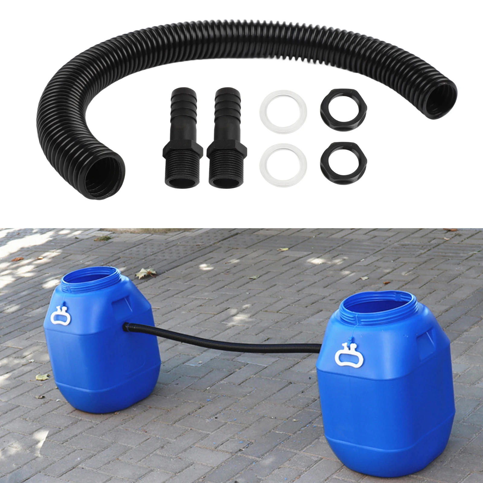 Pipe Link Assembly for Rainwater Butts Featuring 50cm Pipe 2x 25mm Connectors 2x Washers 2x Nuts and Compatibility