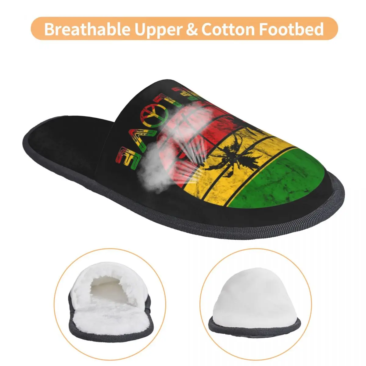 الراستا الريغي واحد الحب ريترو خمر الغروب جامايكا عطلة شبشب منزل لينة الدافئة رغوة الذاكرة رقيق النعال أحذية الملاعب المغطاة