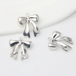 10Pcs/pack Simple Alloy Bowknot Silver Plated Pendant DIY Bracelets Necklaces Jewelry Accessories