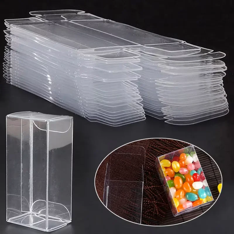 50 قطعة صندوق بولي كلوريد الفينيل الشفاف قابل للطي 30x40x82 مللي متر حامل تخزين مستحضرات التجميل الشفاف لعرض المقتنيات الساخنة #6