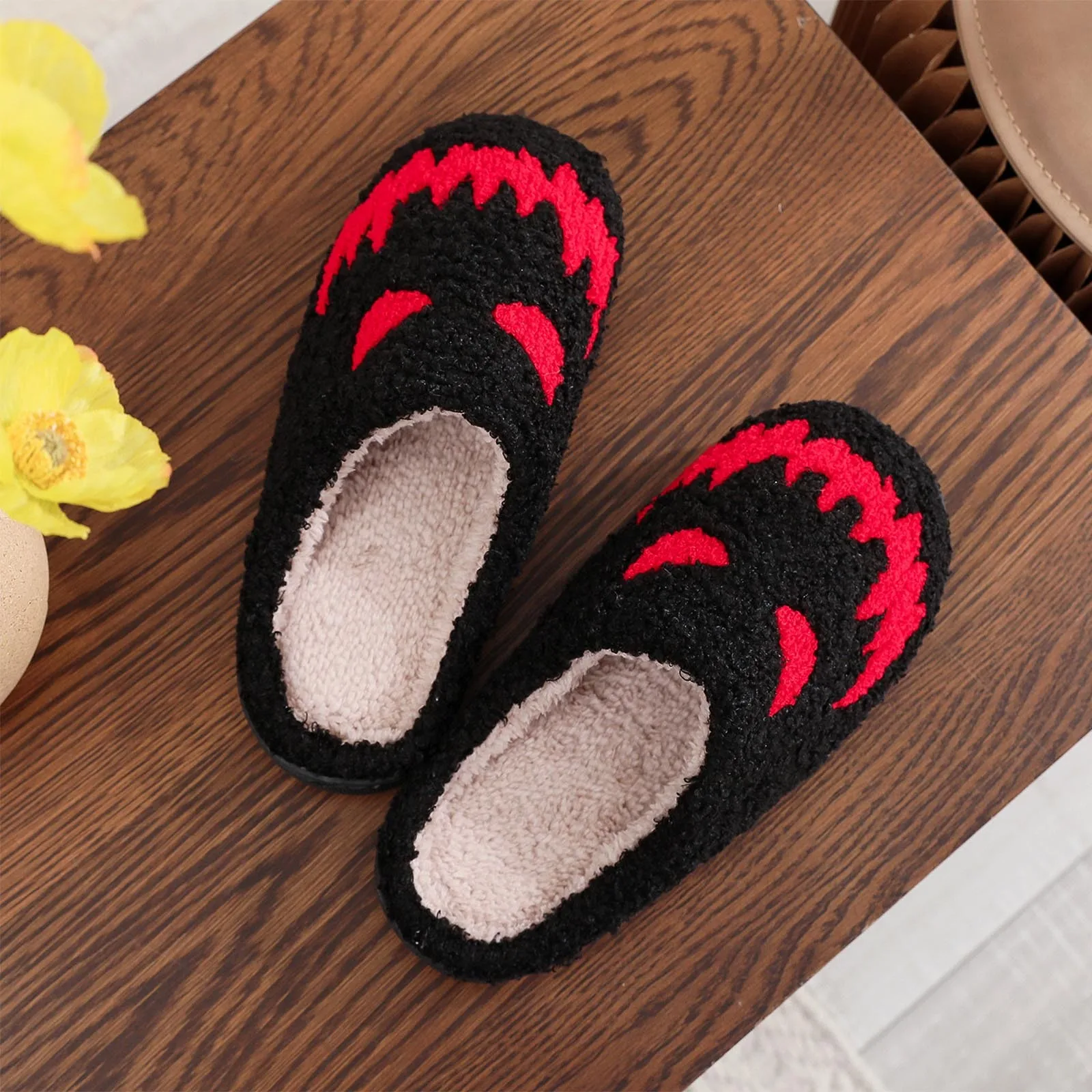 

Funny Ghost Eyes Slipper Halloween Pumpkin Flat Indoor House Shoes for Women Men Soft Plush Cozy Horror Fashion Halloween Gifts