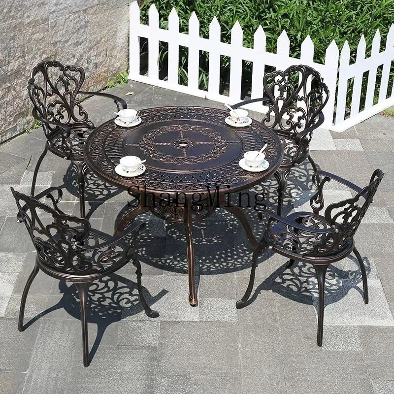 FG فيلا شرفة في الهواء الطلق الحديد المطاوع وكرسي مزيج جديد في الهواء الطلق فناء طاولة القهوة الألومنيوم المصبوب حديقة الترفيه #5