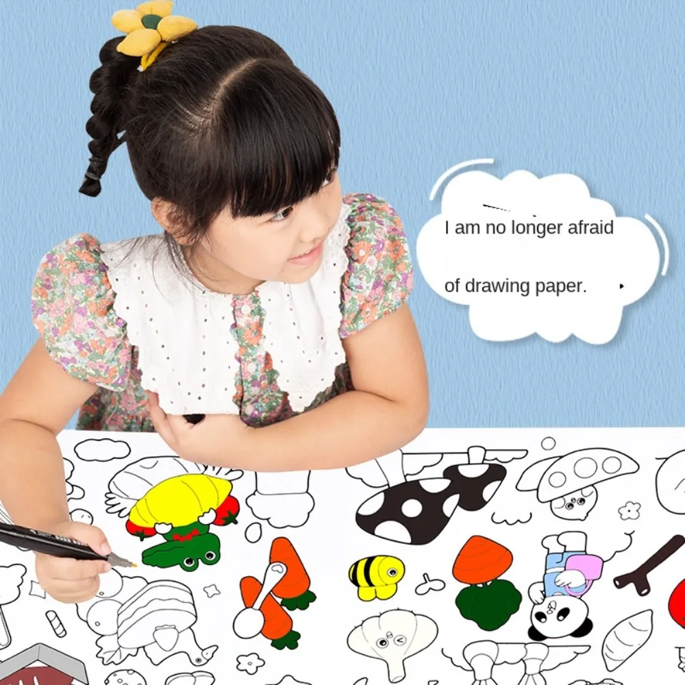 Toys DIY Toys Drawing Sticker Little Artist Children's Drawing Roll Watercolor Paper Color Filling Paper Blank Coloring Sticker