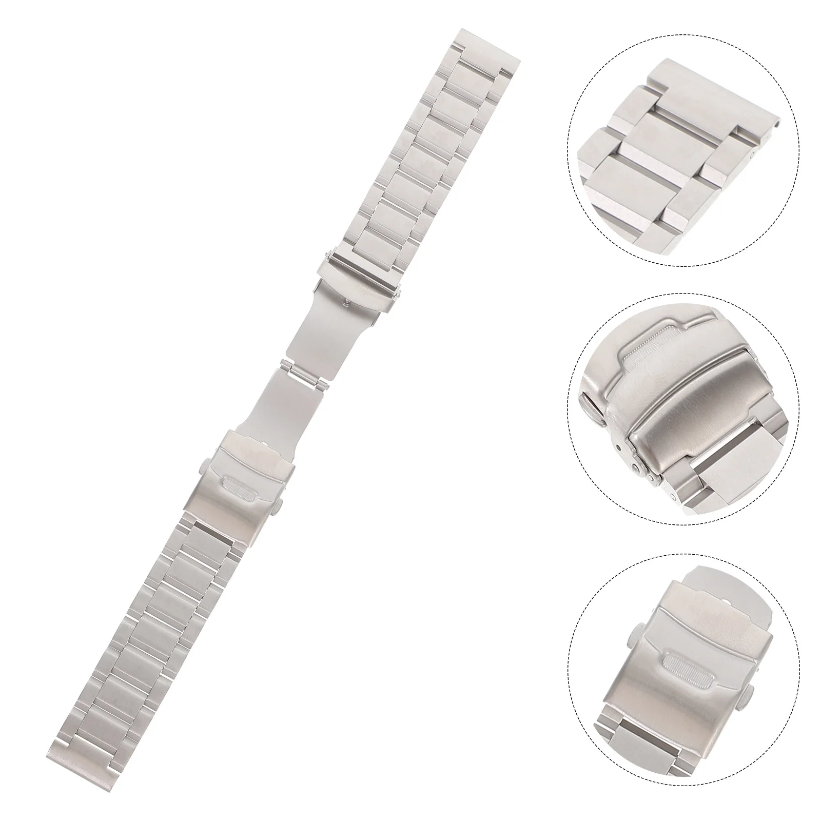 

22mm Stainless Steel Watch Band Silver Solid Strap Deployment Buckle Quick Release Replacement Stainless Steel Watch Band