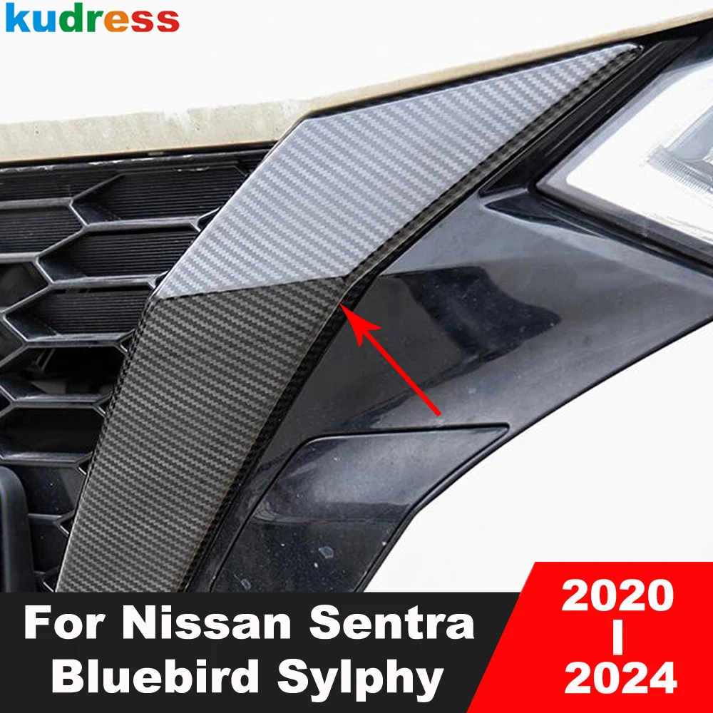 Front Center Grille Grills Cover Trim For Nissan Sentra Bluebird Sylphy 2020-2023 2024 Carbon Car Front Grill Trims Accessories