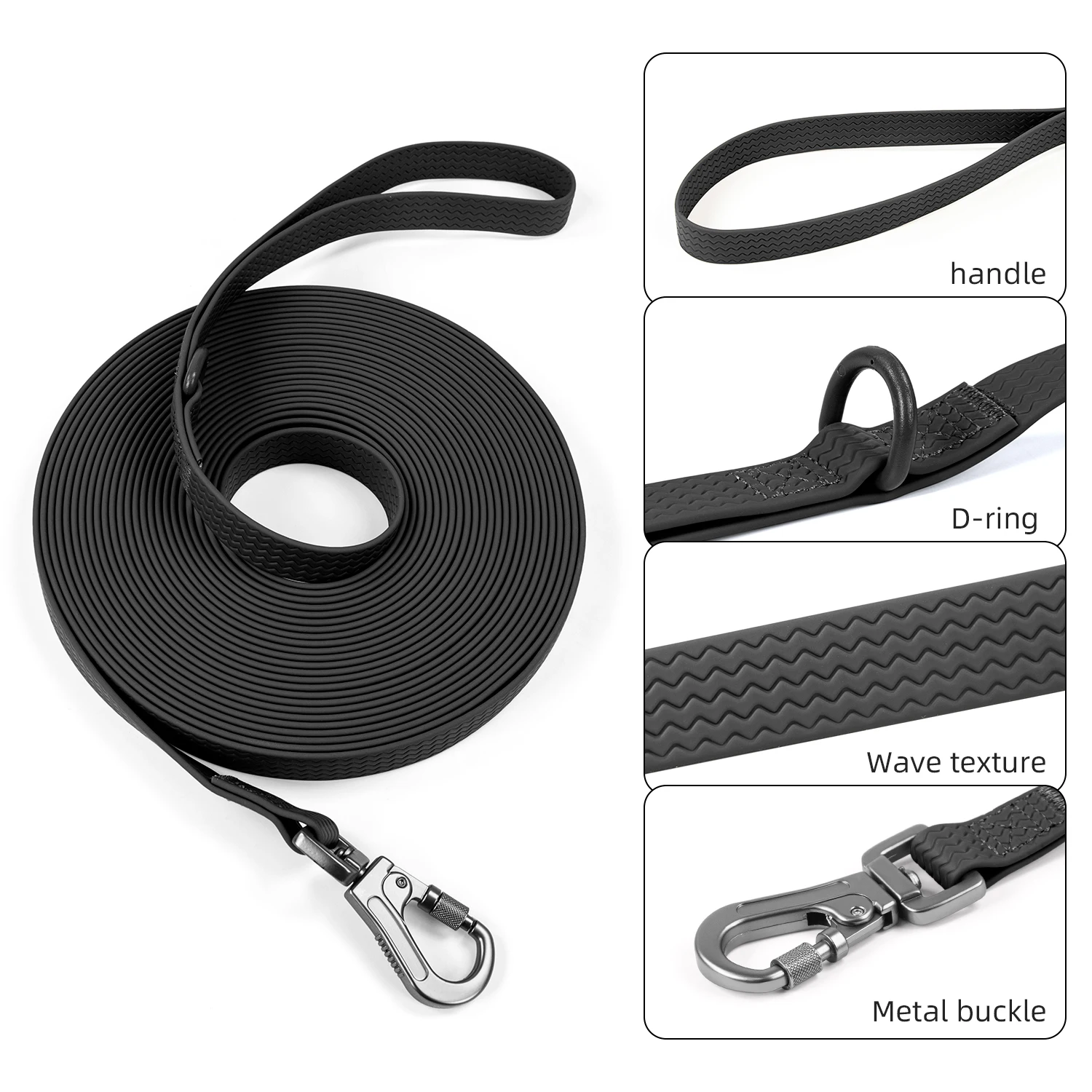 1.8M 3M 5M 10M  PVC Dog Leash large dog Medium Waterproof and easy to clean running dog training Leash long strong