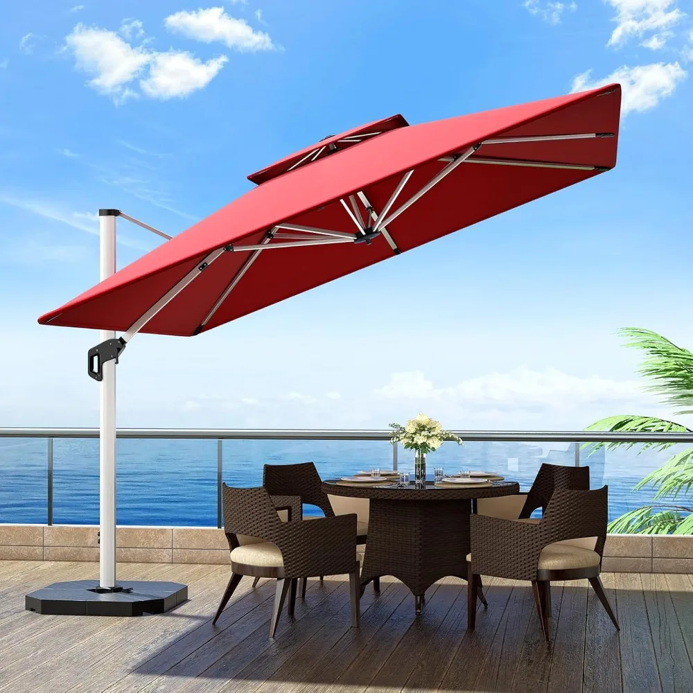 Outdoor Umbrella Deluxe Double Large Cantileover Heavy Duty Windproof Offset with 360-degree Rotation, All-aluminium Umbrellas