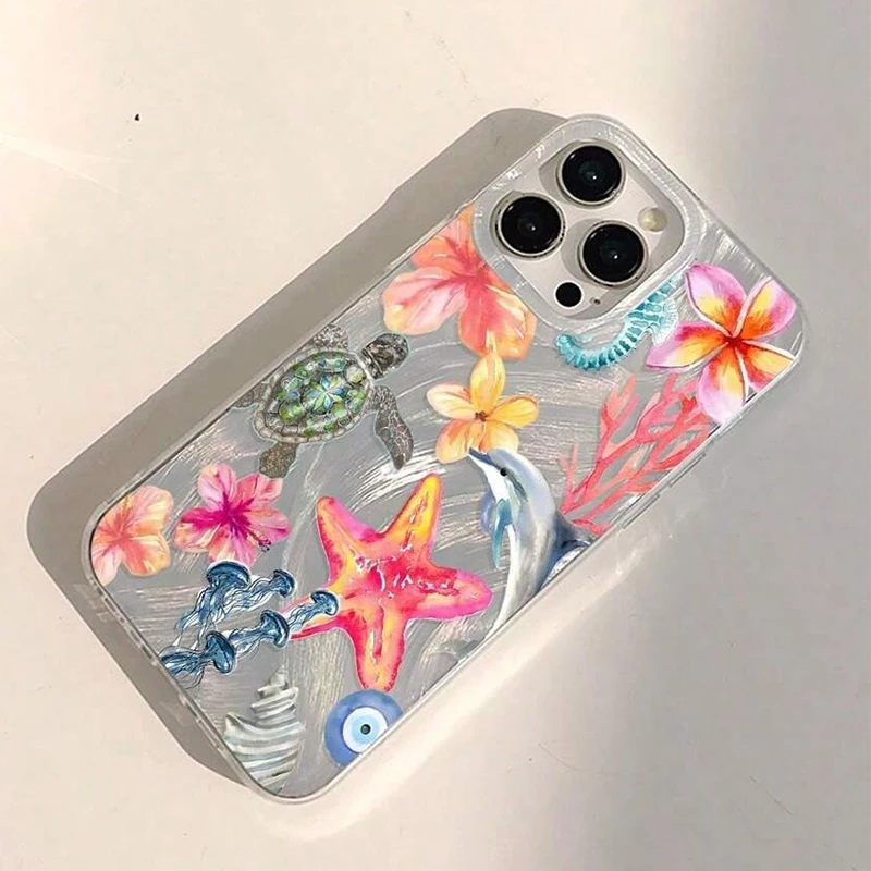 Summer Sea Turtle Hibiscus Phone Case For Iphone Pro Max Plus_voghion.com