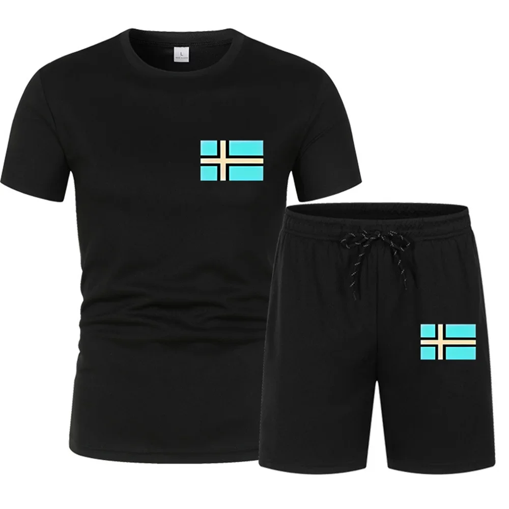 

Summer Sportswear Suits Men's Fashion Two-Piece Sports Fitness Gym Running Casual Quick Drying Short Sleeved T-shirt Shorts Sets