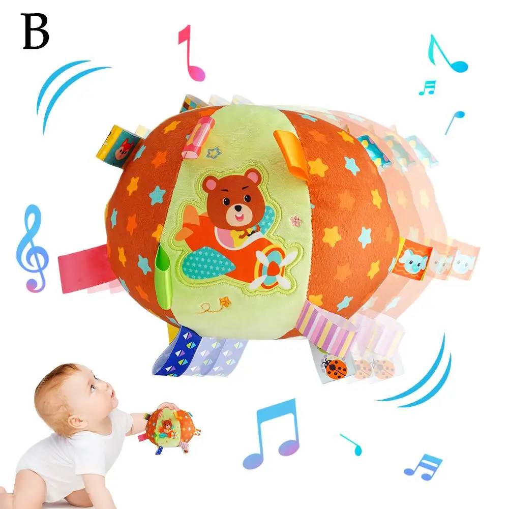 Brinquedo de bola de chocalho macio para bebê, interativo sensorial, segurando exercício, aperto Plush Puzzle, mão calmante, H1T7