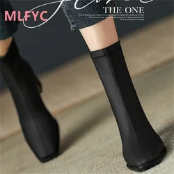 High Heel Short Boots Women's Thin Boots 2023 New Autumn and Winter Thick Heel Plush Elastic Boots Versatile Fashion Boots