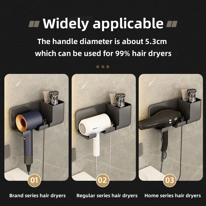 Wall-mounted Bathroom Hair Dryer Storage Rack Punch-free Toilet Hair Dryer Rack Hair Dryer Bracket