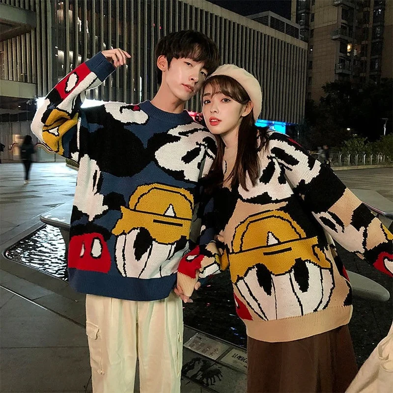 Korobov Japanese Style Cartoon Knit Women Sweaters Korean Sweet O Neck Long Sleeve Pullovers Autumn Harajukju Oversize Jumpers