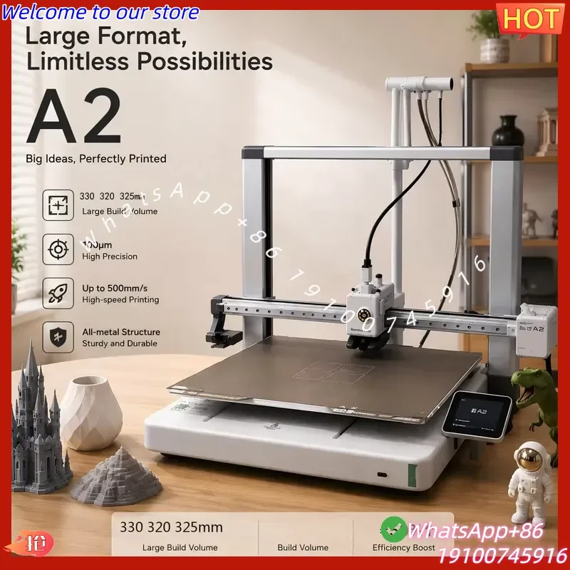2026Hot Global Version Bamboo Lab A2L Combo High Speed 3D Printer Large Format Bed Auto Leveling