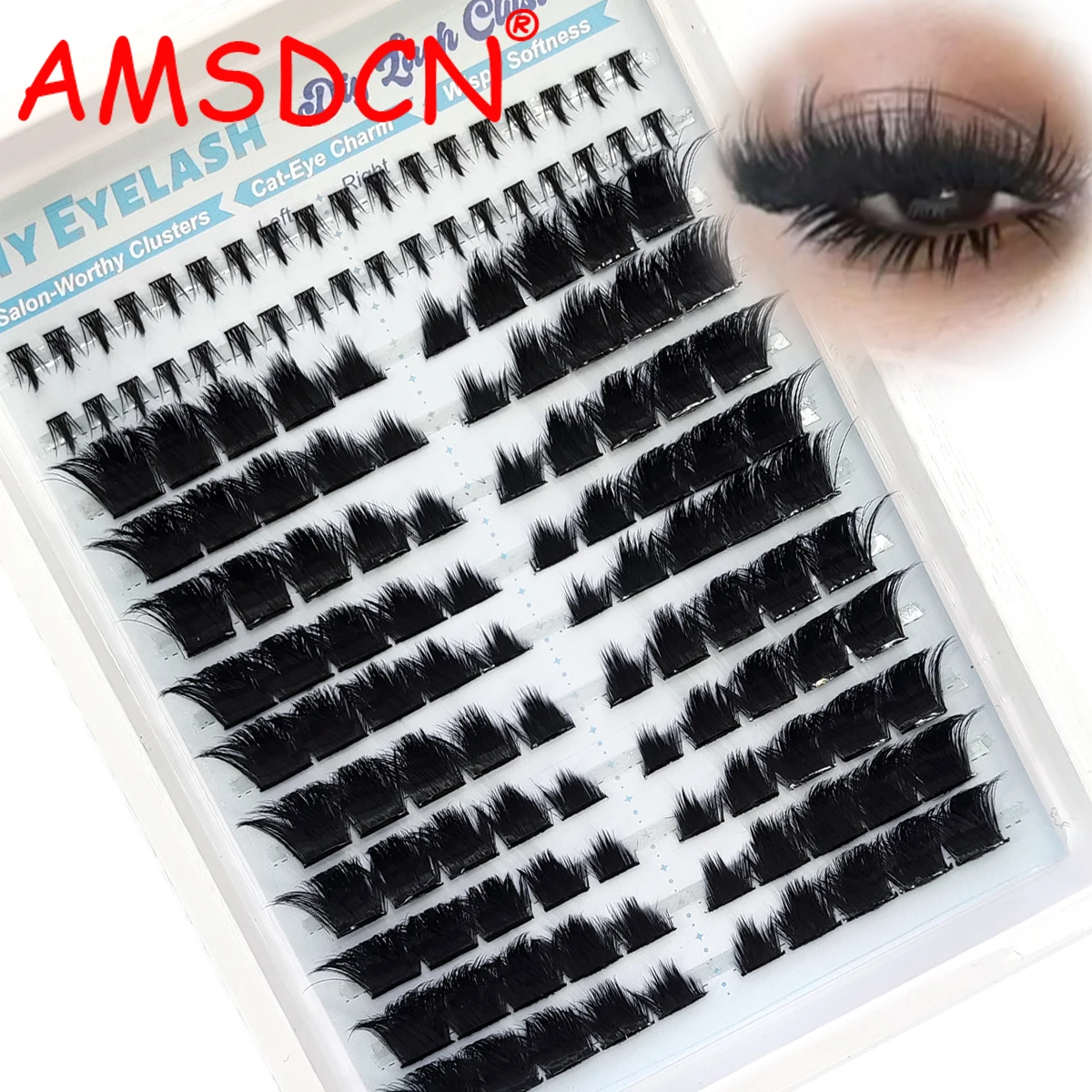 AMSDCN Dramatic False Eyelash Cluster Pre Mapping Cat Eye False Eyelash Extension Tablet False Eyelash Cluster Lower Eyelash