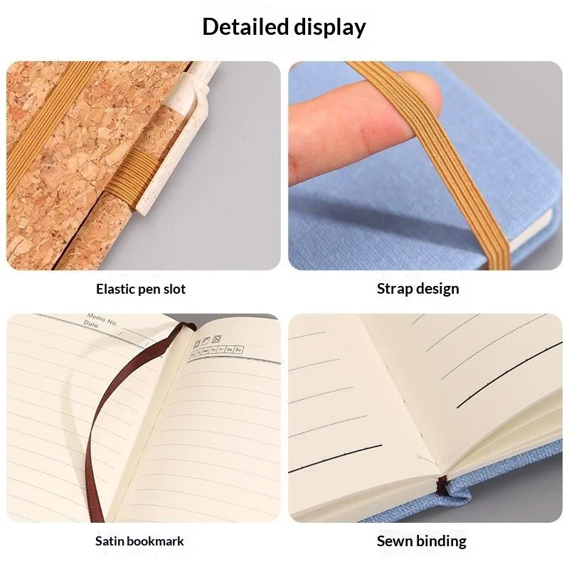 1 Set Business Office Minimalist Cotton-Linen Notebook A5 Eco-Friendly Recycled Cork And Straw NotebookNF stationery