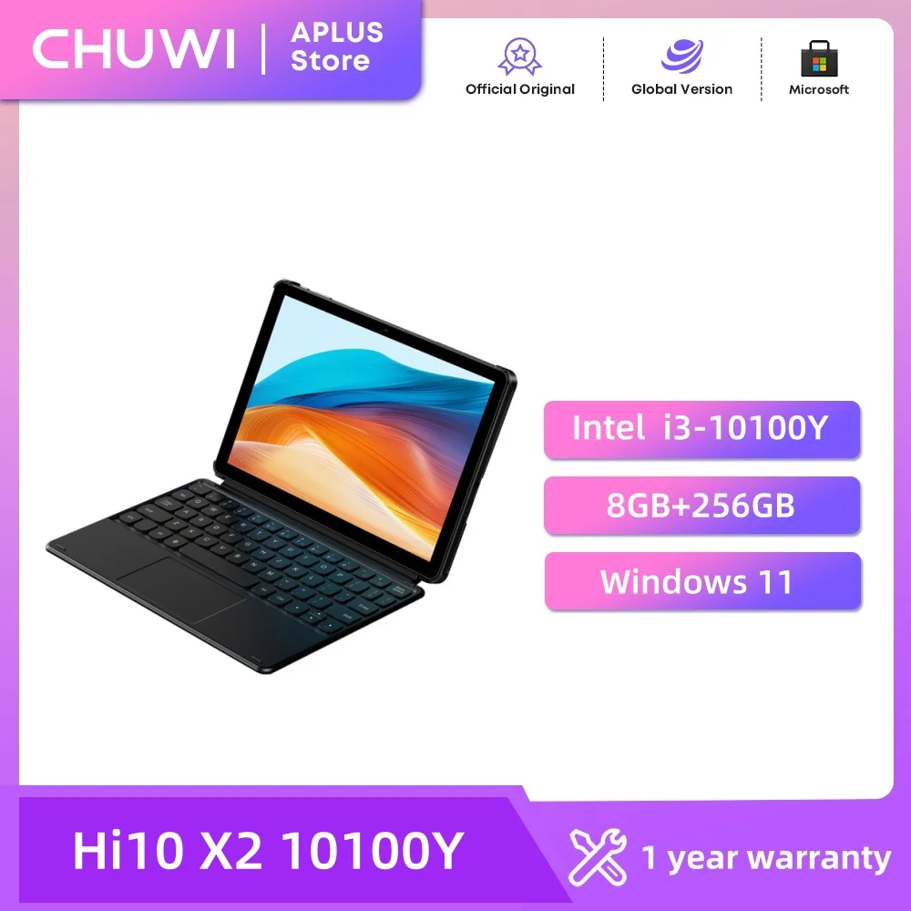 CHUWI Hi10 X2-tablets Dual-Core Intel 10e i3-10100Y 8 GB RAM 256 GB ROM Intel UHD Graphics 615 10,1 "Lcd-scherm 2 IN 1 tablet ﻿