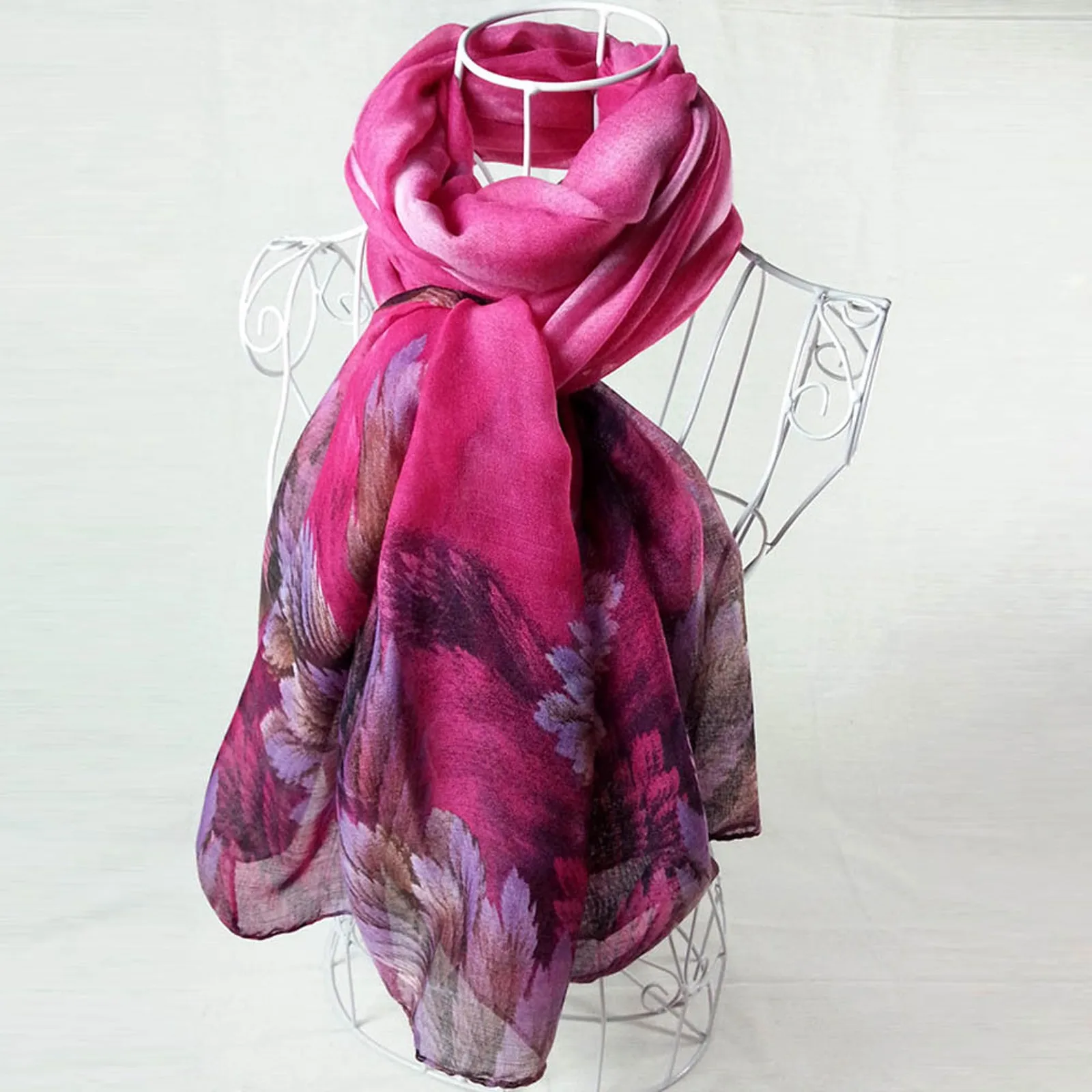 Women Printing Long Soft Paris Yarn Scarf Wrap Shawl Stole Pashmina Scarves