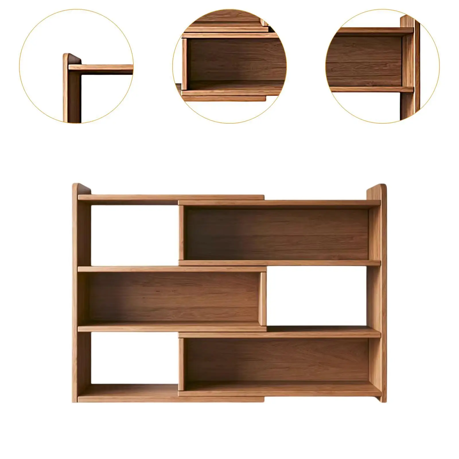 Wooden Bookcase Modern Storage Organizer for Living Room Study Room Indoor