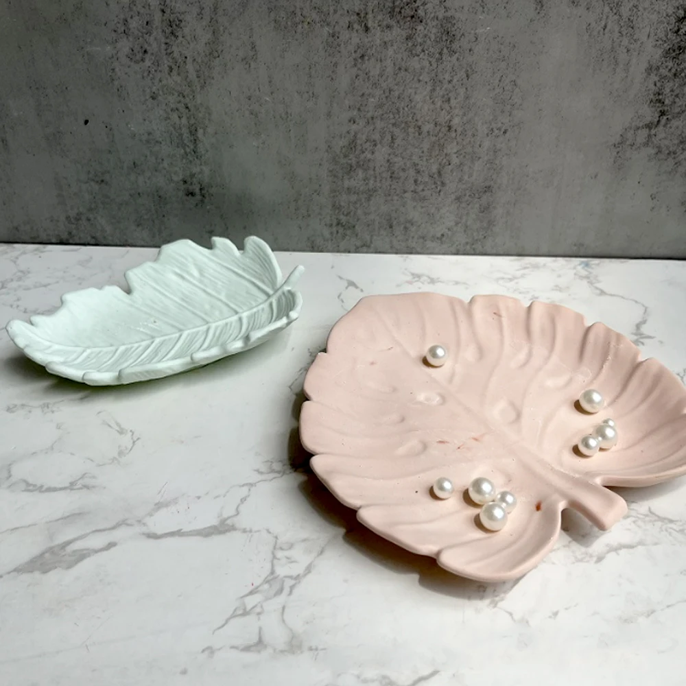 Leaf Shape Tray Mould Silicone Resin Epoxy Mold Jewerly Storage Dish Plate Concrete Mold Handicraft Making Tool Home Decoration