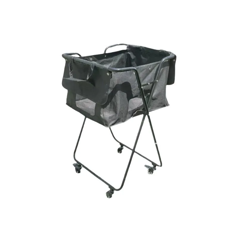 For Foldable Pickleball Storage Trolley Portable Large Capacity Ball Collecting Cart for Sports Court Training Use
