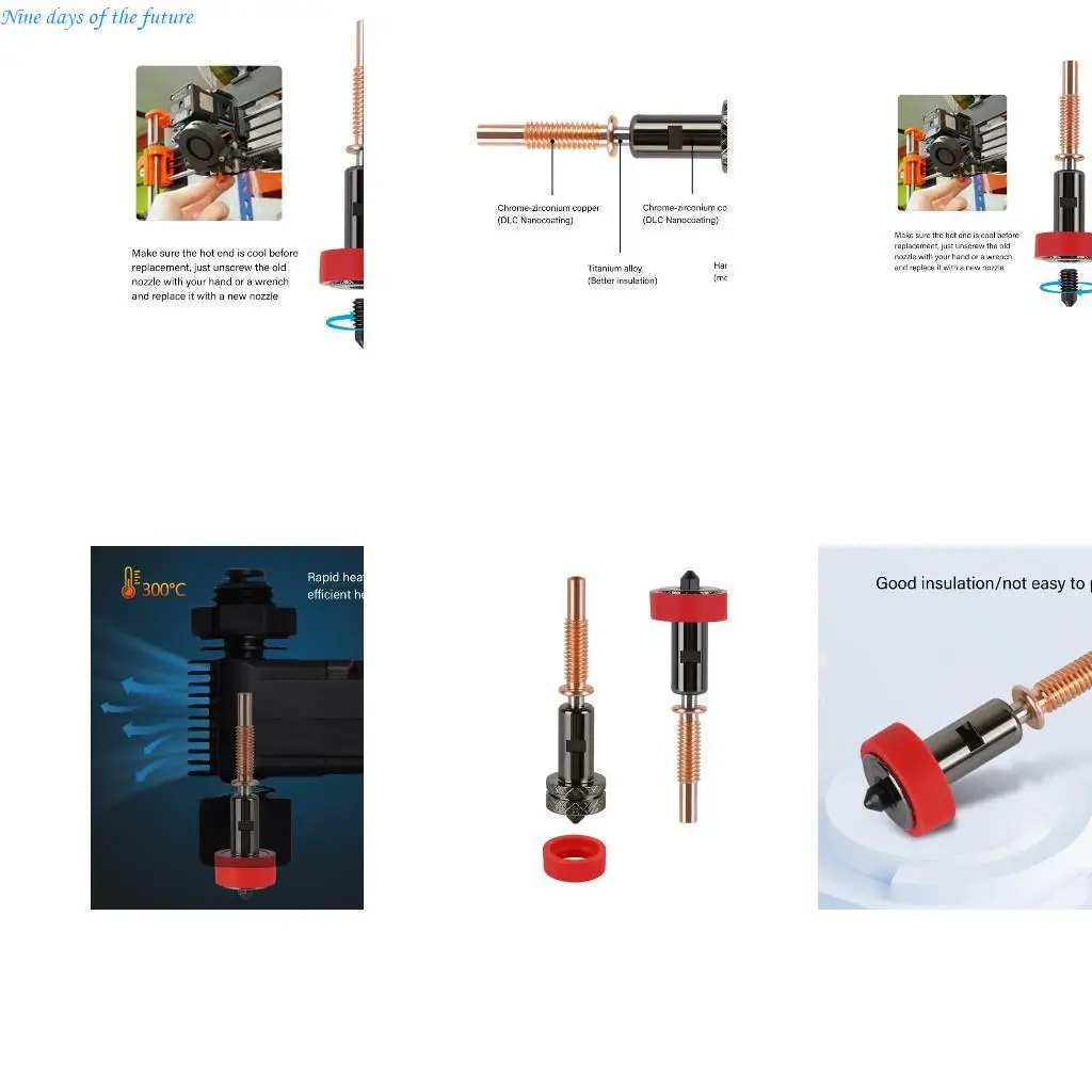 

0,4 мм -принтер сопло для -печати закаленной стальной кончик сплава TC4 Внутренняя трубка E65A