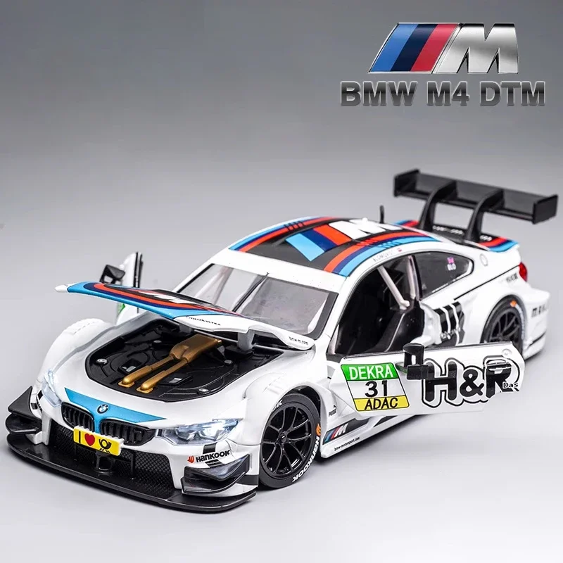 1:24 BMW M4 GT3 Alloy Die Cast Toy Car Model Sound and Light Pull Back Children\'s Toy Collectibles Birthday gift
