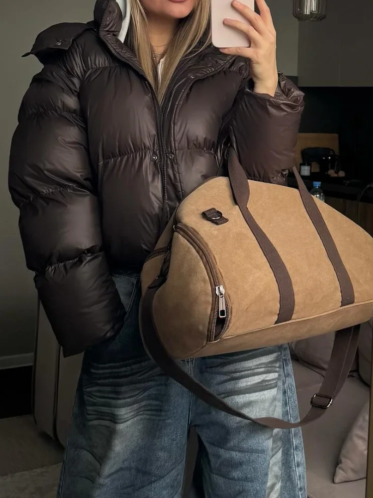 

Solid Short Cotton Women's Coat Elegant Casual Lapel Full Sleeve Single Breasted Loose Jacket Winter Office Commute Outwear 2025