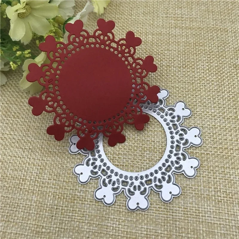 Love Heart Round Metal Cutting Dies Stencils for Card Making Decorative Embossing Suit Paper Cards