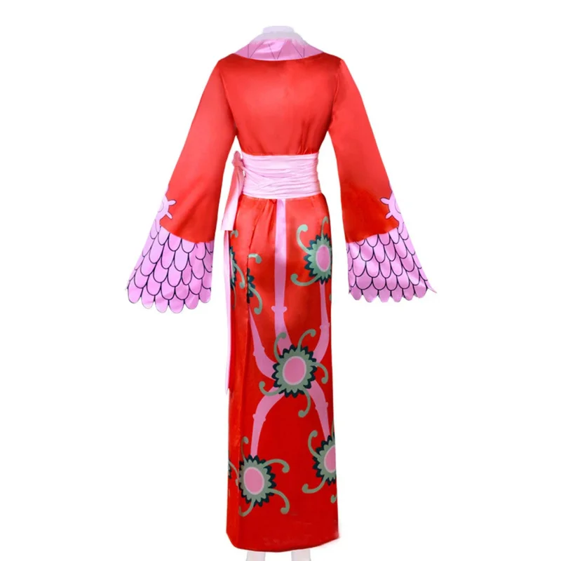 Pezzo Cosplay Boa Hancock Costume Sexy Impero Rosso Kimono Abito Anime Abbigliamento Costumi di Halloween per le donne Prestazioni di festa