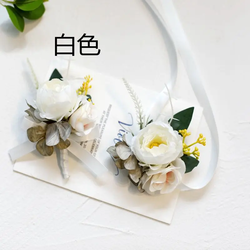 Vintage Rose Artifical Flowers wedding corsages and boutonnieres bridesmaid Mensuit Marriage Accessories