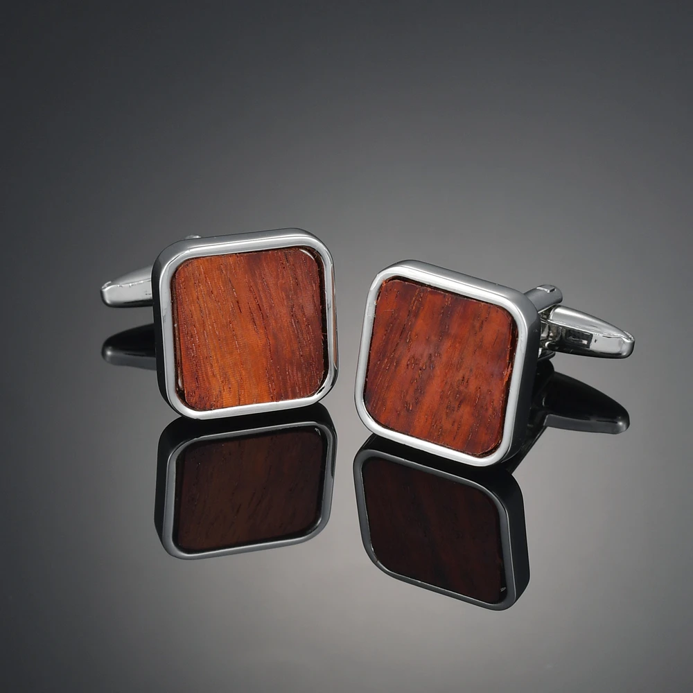 Luxury Business Cufflinks for mens Wooden/Fabric/Gems/Enamel Cuff Links gemelos para hombre camisa