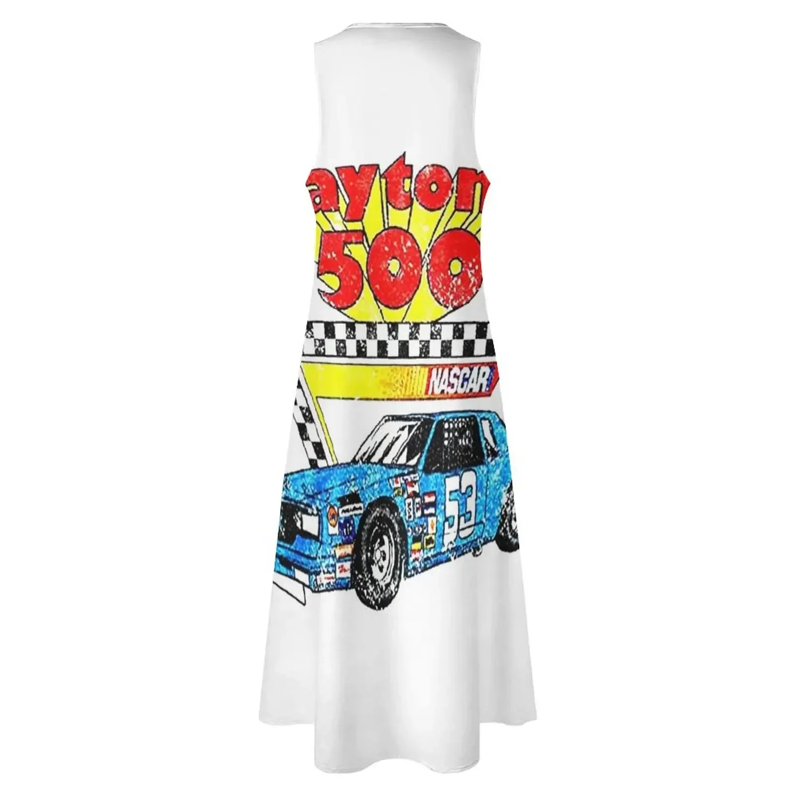 เสื้อยืดลายรถแข่ง Daytona 500 รุ่นวินเทจ เสื้อยืดกราฟิกผู้ชาย เสื้อคลุมยาว ชุดราตรีผู้หญิง ชุดเดรสออกงาน ชุดฤดูร้อน