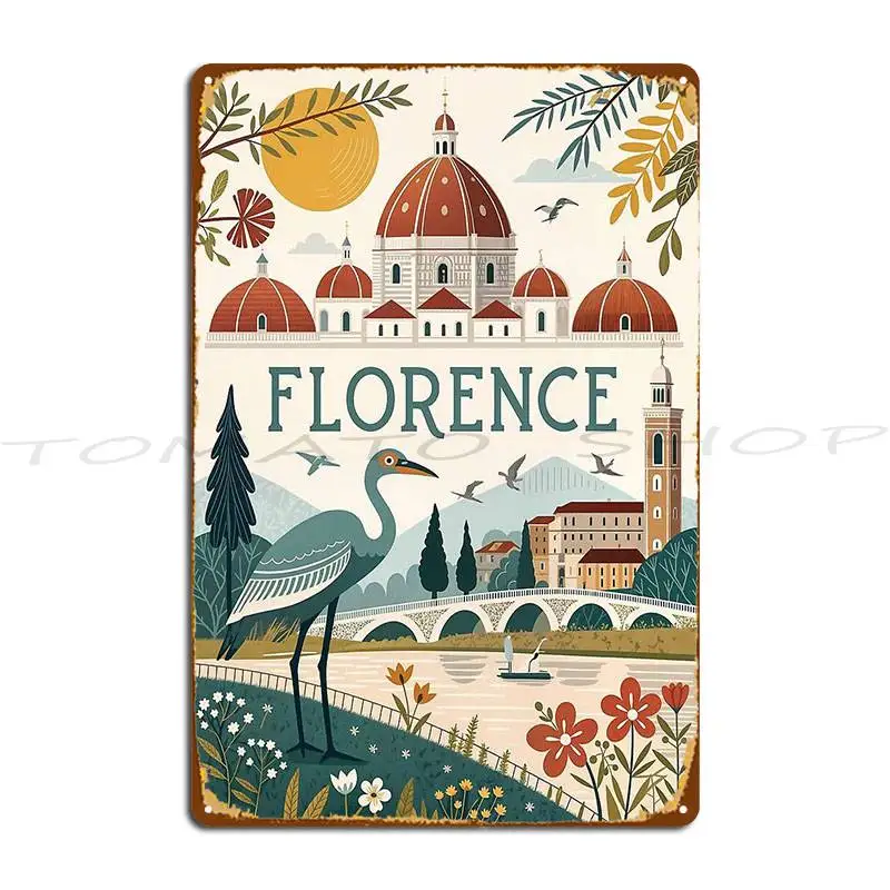 Florence Italy Travel Duomo Cathedral Metal Sign Club Custom Rusty Club Iron Tin Sign Poster