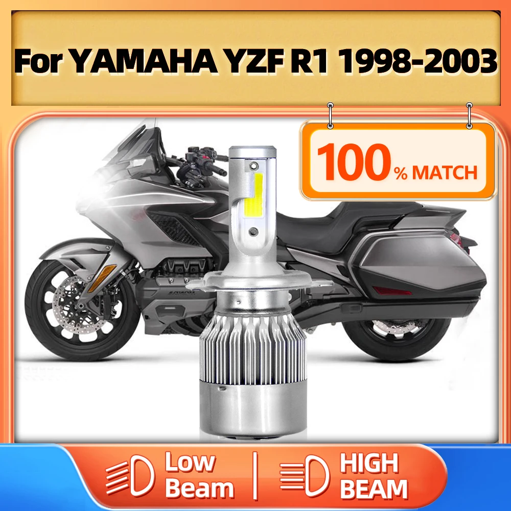 H4 LED Headlights Bulbs 10000LM High Low Beam Motorcycle LED Headlamp 12V 6000K For YAMAHA YZF R1 1998 1999 2000 2001 2002 2003