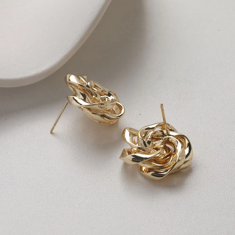 2 قطعة زهرة الورد داينتي الأذن ترصيع أقراط لصنع المجوهرات النتائج DIY بها بنفسك يدوية النحاس 14 كيلو مطلية بالذهب 21 مللي متر اكسسوارات