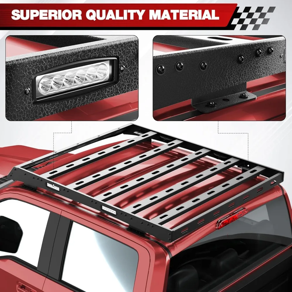 Heavy-Duty Rooftop Cargo Carrier Basket for Ford F250, F350, F450 2017-2022 Models - Off-Road Luggage Storage Solution