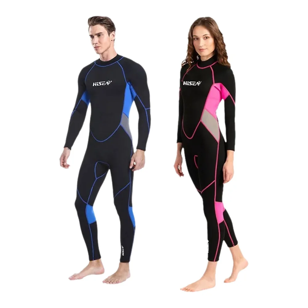 HISEA 3mm Neoprenowy Kombinezon Męski Damski z Długim Rękawem Jednoczęściowy z Zamkiem z Tyłu do Nurkowania Surfingu Snorkelingu Pływania — 2