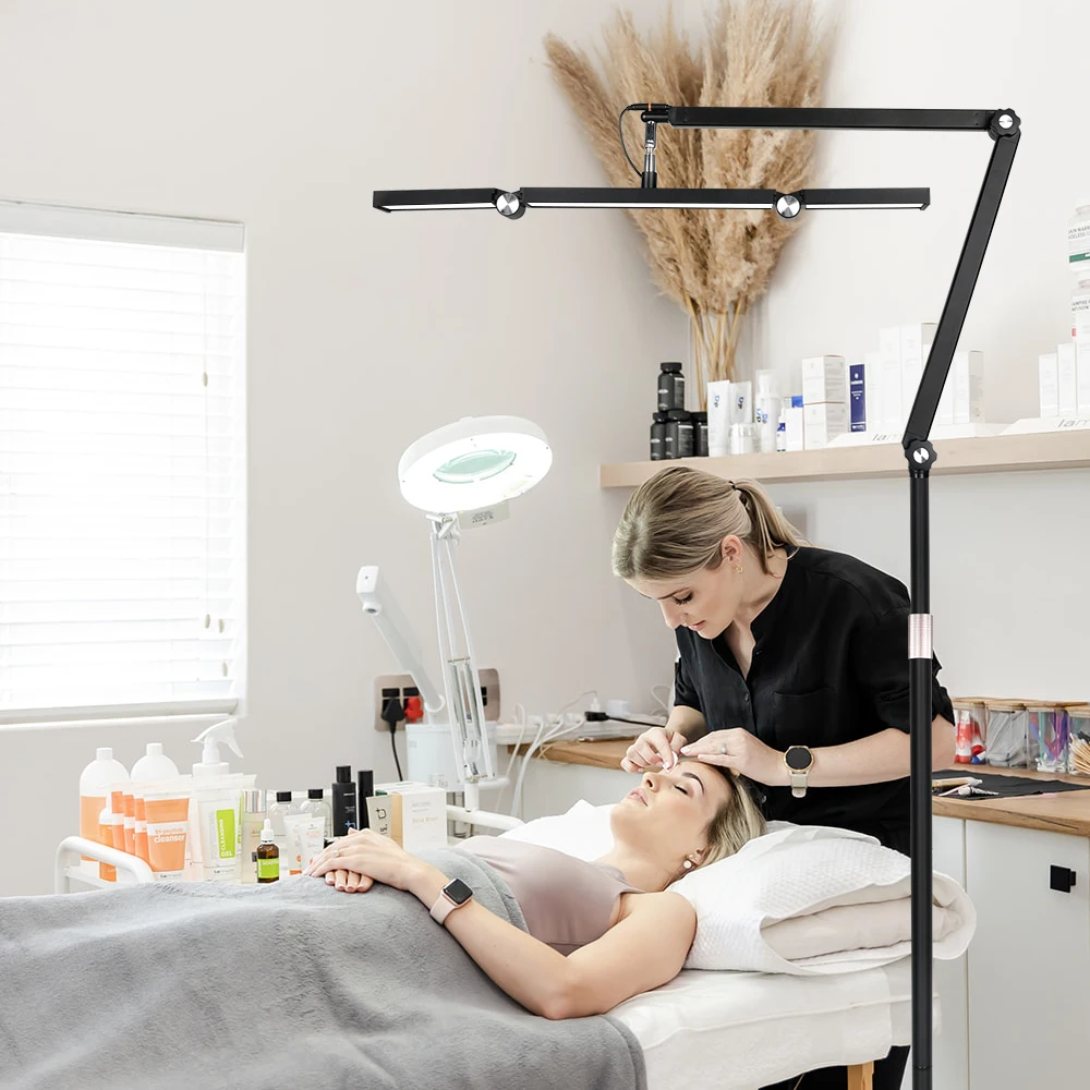 26 ZOLL Halbmondlicht Halbmond Stehlampe mit Halter 360 ° Rotierender Lichtkopf für Wimpernverlängerungen, Tattoo-Hautpflege-Augenbrauen – Detail 11