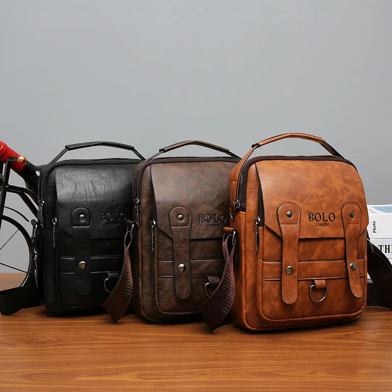

Multi-function Business Handbags Men New Man's Shoulder Bag Large Capacity Leather Messenger Bags Crossbody