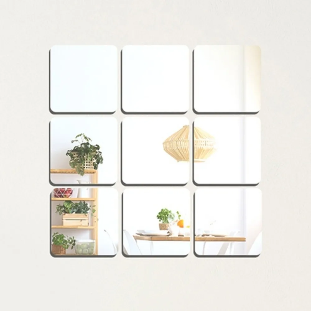 10 pcs Easy Install DIY Wall Stickers Mirror Acrylic Shatterproof Self-Adhesive Mirror Thicken Lightweight Glass Stickers Gym