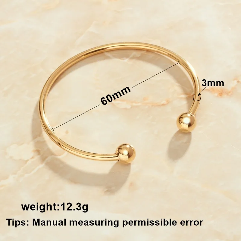 SOMMAR Fashion Gold/stainless_steel color charms bangle for female C-shaped open steel ball Wedding Bracelet Wholesale